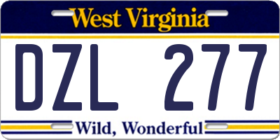 WV license plate DZL277