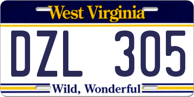 WV license plate DZL305