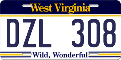 WV license plate DZL308