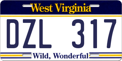 WV license plate DZL317