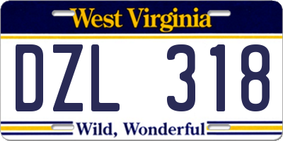 WV license plate DZL318