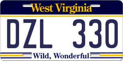 WV license plate DZL330