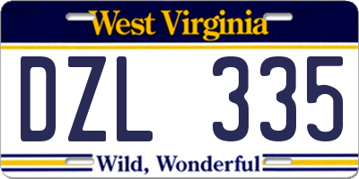 WV license plate DZL335