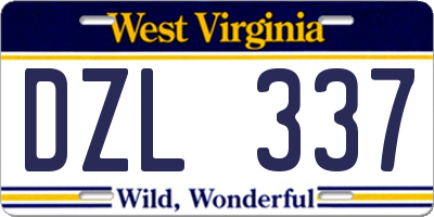 WV license plate DZL337