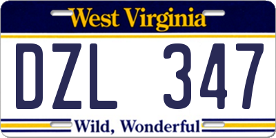 WV license plate DZL347