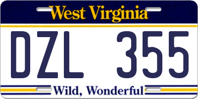 WV license plate DZL355