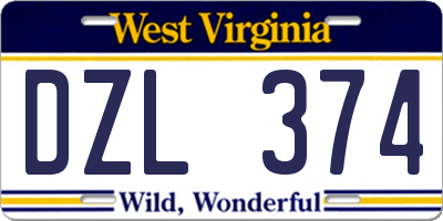 WV license plate DZL374