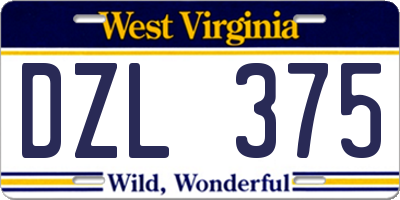 WV license plate DZL375