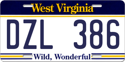 WV license plate DZL386