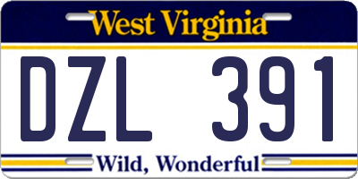 WV license plate DZL391