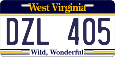WV license plate DZL405
