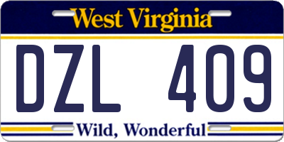 WV license plate DZL409