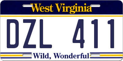WV license plate DZL411