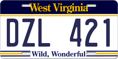 WV license plate DZL421