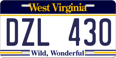 WV license plate DZL430