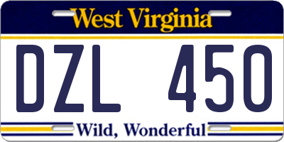 WV license plate DZL450