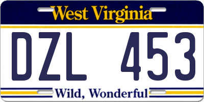 WV license plate DZL453