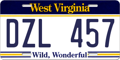 WV license plate DZL457