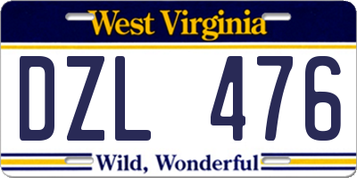 WV license plate DZL476