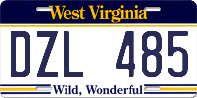 WV license plate DZL485