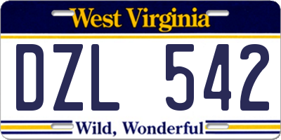 WV license plate DZL542