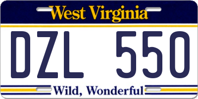 WV license plate DZL550