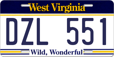 WV license plate DZL551