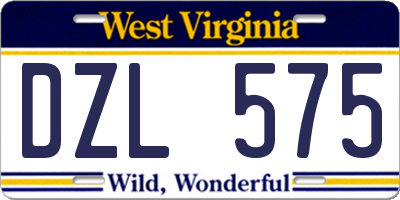 WV license plate DZL575