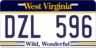 WV license plate DZL596