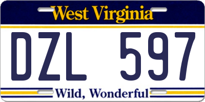 WV license plate DZL597