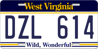 WV license plate DZL614