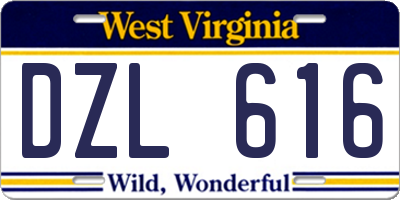 WV license plate DZL616