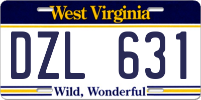 WV license plate DZL631