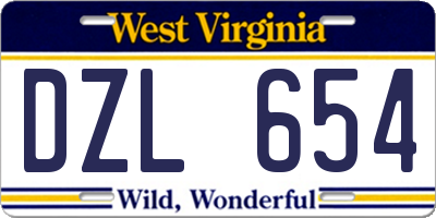 WV license plate DZL654
