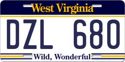 WV license plate DZL680