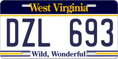 WV license plate DZL693
