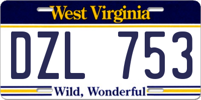 WV license plate DZL753