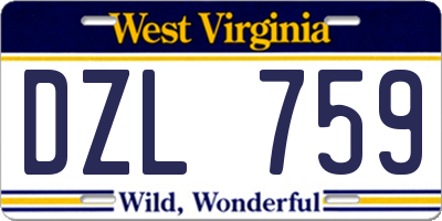 WV license plate DZL759