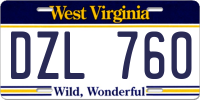 WV license plate DZL760