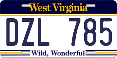 WV license plate DZL785