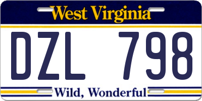 WV license plate DZL798