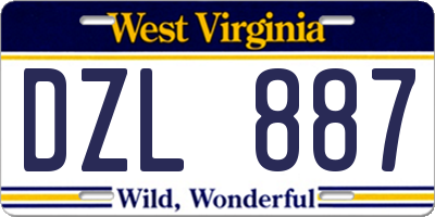 WV license plate DZL887