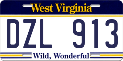 WV license plate DZL913