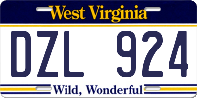 WV license plate DZL924