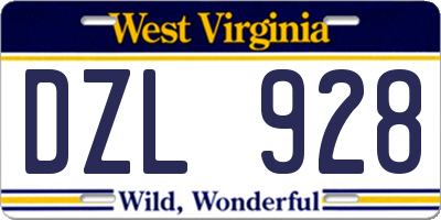 WV license plate DZL928