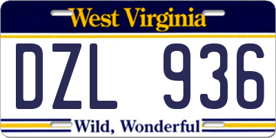 WV license plate DZL936