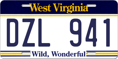 WV license plate DZL941