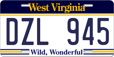 WV license plate DZL945