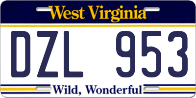 WV license plate DZL953