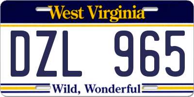 WV license plate DZL965